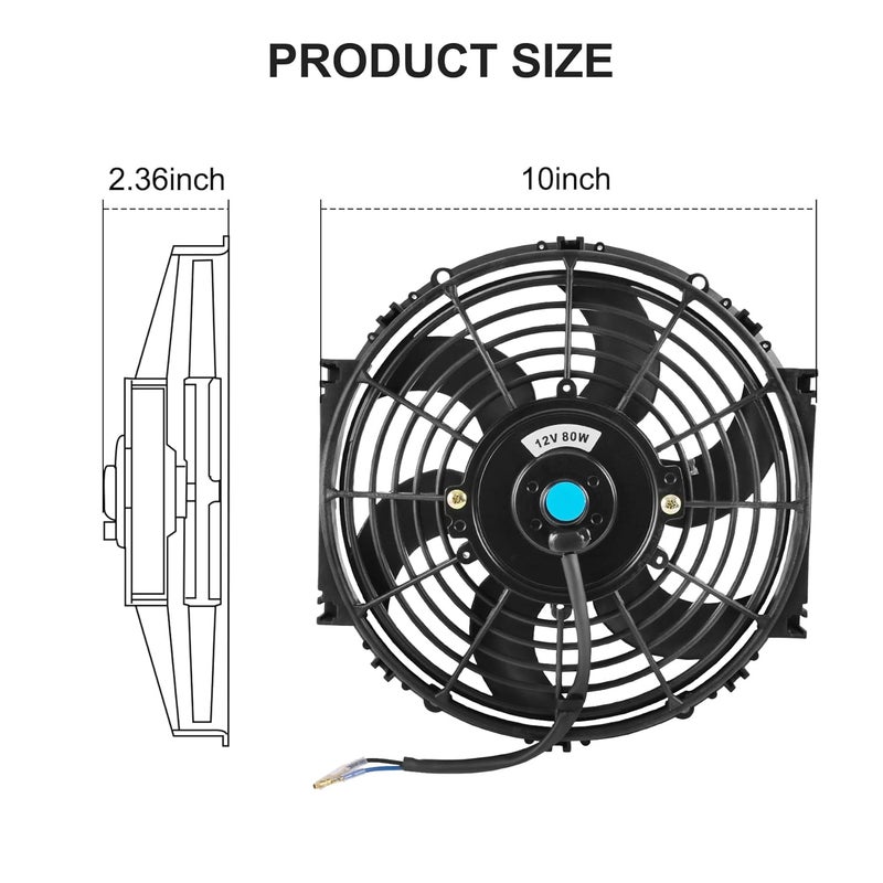 JDMSPEED New 2 Sets Universal 10'' Electric Radiator Cooling Slim Fan Push Pull Mounting Kit - Image 4